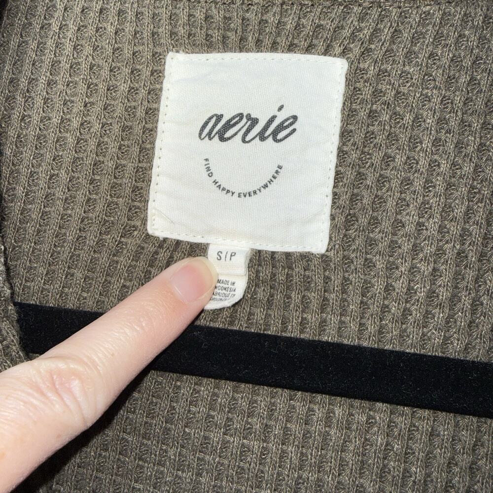 Aerie Women’s Lumberjane Waffle Knit Shirt Oversized Green Size Small - Picture 4 of 5